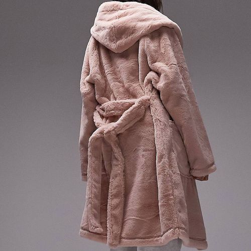 Topshop Premium Bathrobe of Artificial Fur Pink