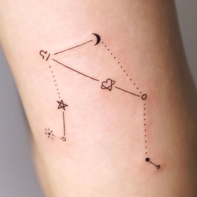 Constelação de tatuagem de astrologia Libra