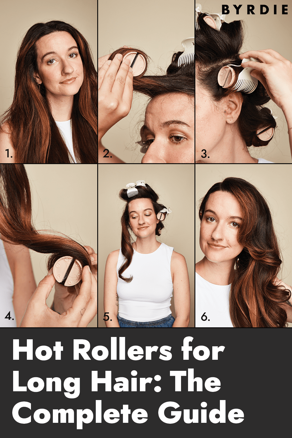 Modelagem passo a passo com rolos quentes para cabelos longos