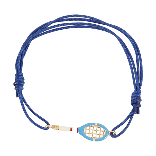 Tênis de pulseira Aliita de ouro de 9 quilates em um cordão com esmalte azul