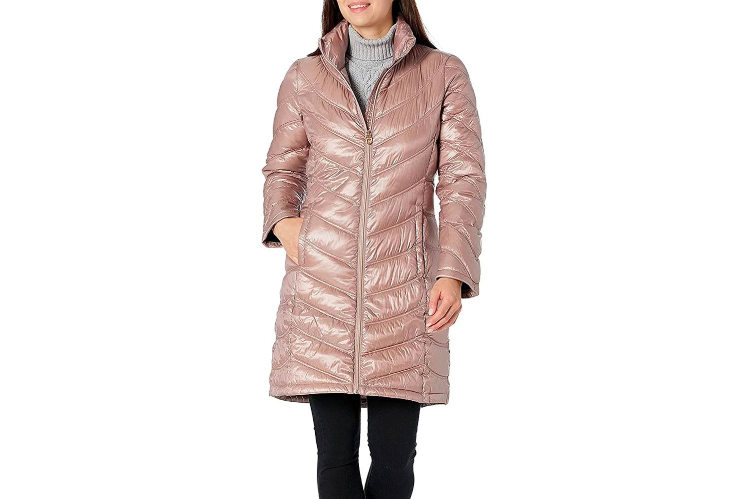 Jaqueta feminina acolchoada Calvin Klein C hevron Packable Down Jacket (Standard e Plus)