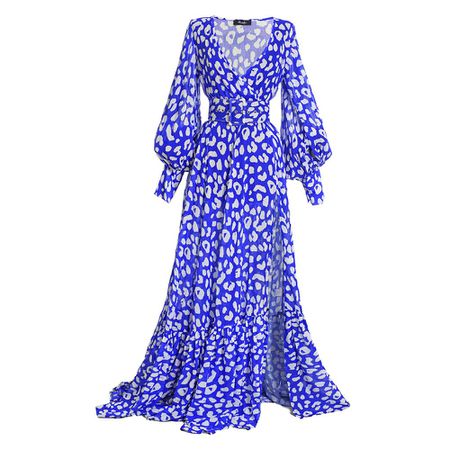 Vestido de madeira azul hanifa alia maxi