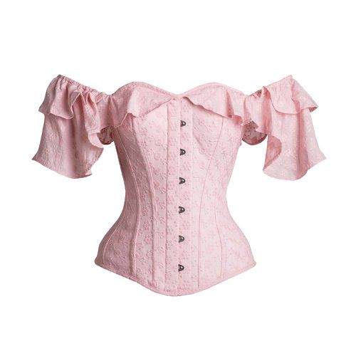 Top espartilho inglês bordado em algodão rosa ($ 169)