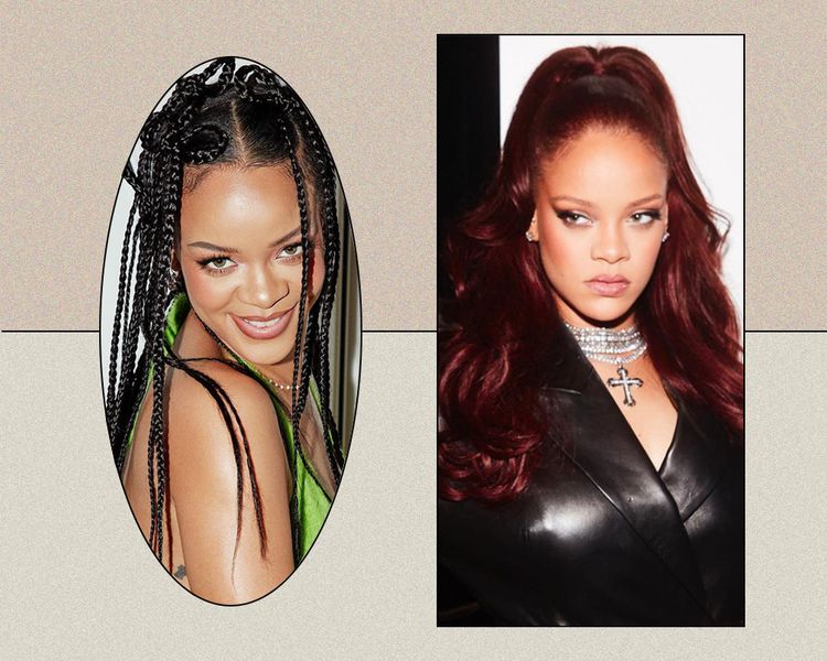 Rihanna com dois penteados diferentes