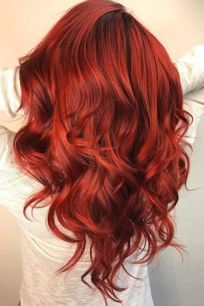 Cor de cabelo vermelha-rubi-rubi-rubi #pêlo vermelho #ondas de brecha